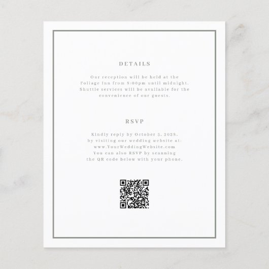 Papier Faire-part de mariage de code QR budget minimal et (Dos)