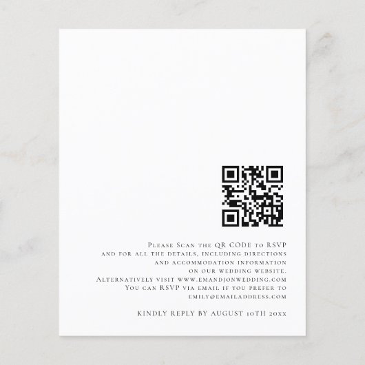 Papier Faire-part de mariage de code QR Budget Rose Flora (Dos)