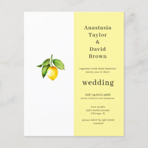 Papier Faire-part de mariage de code QR citron jaune budg