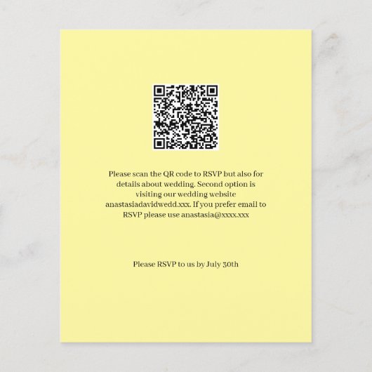 Papier Faire-part de mariage de code QR citron jaune budg (Dos)