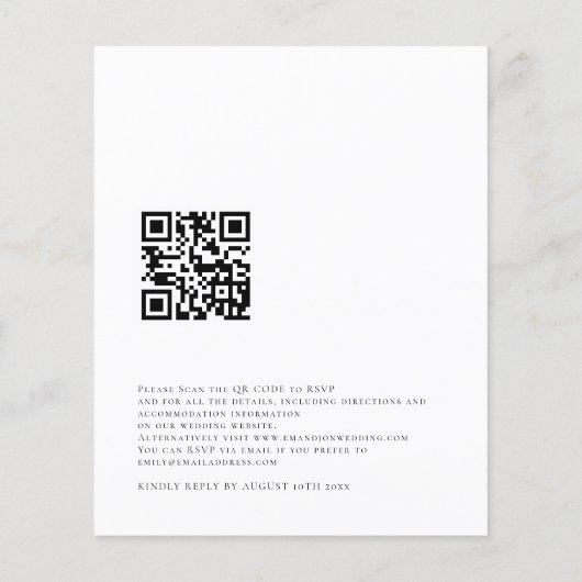 Papier Faire-part de mariage de code QR de la grue élégan (Dos)