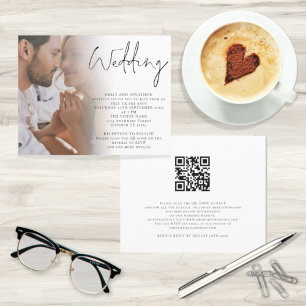 Papier Faire-part de mariage de code QR de la photo de sc