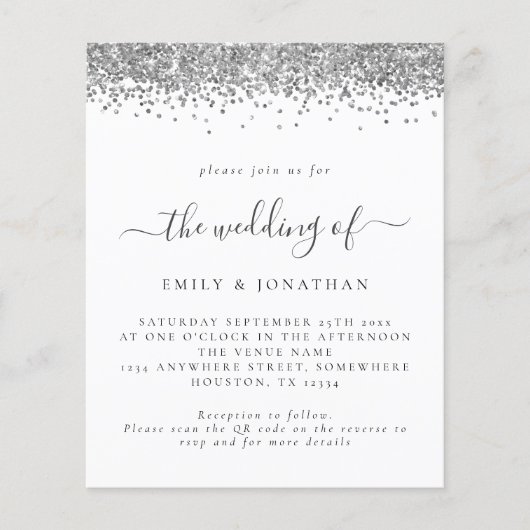 Papier Faire-part de mariage de code QR de Parties scinti (Devant)