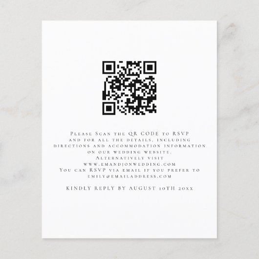 Papier Faire-part de mariage de code QR de script simple  (Dos)