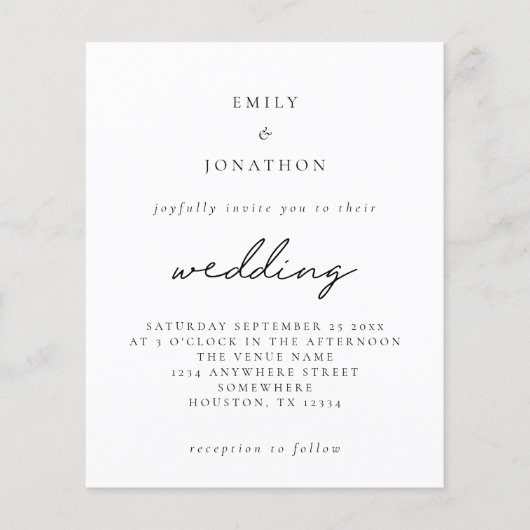 Papier Faire-part de mariage de code QR de script simple  (Devant)