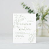 Papier Faire-part de mariage de code QR des fleurs vertes (Debout devant)