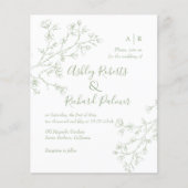 Papier Faire-part de mariage de code QR des fleurs vertes (Devant)