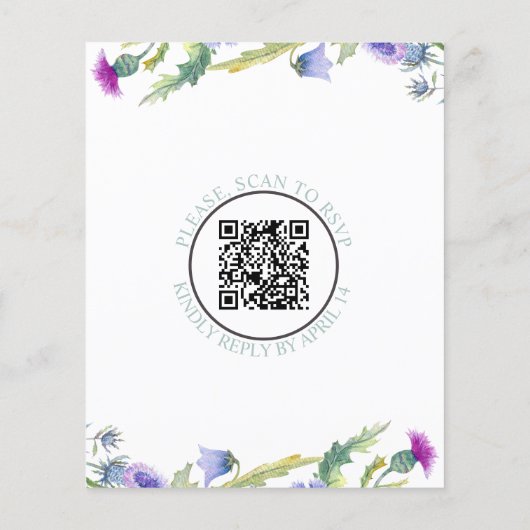 Papier FAIRE-PART DE MARIAGE de code QR du Fleur sauvage (Dos)
