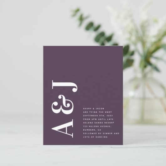 Papier Faire-part de mariage de code QR du monogramme bud (Debout devant)