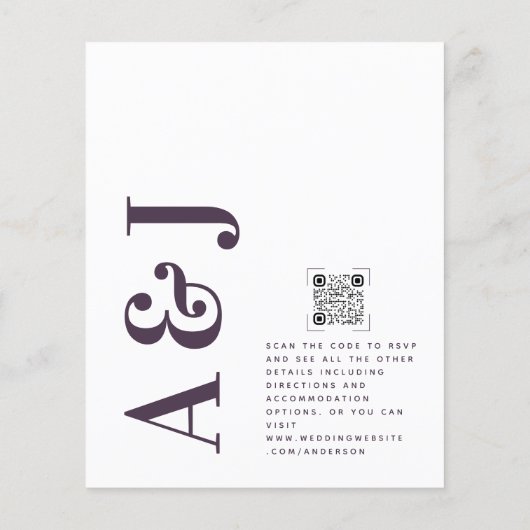 Papier Faire-part de mariage de code QR du monogramme bud (Dos)