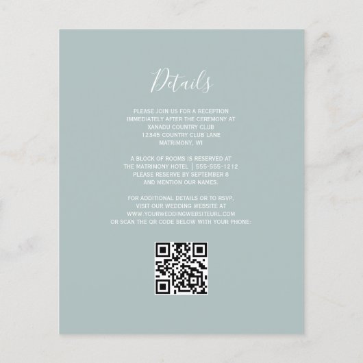 Papier Faire-part de mariage de code QR du script Budget  (Dos)