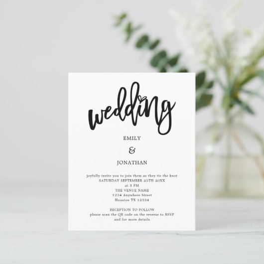 Papier Faire-part de mariage de code QR du script d'art b (Debout devant)
