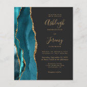 Papier Faire-part de mariage de code QR Gold Turquoise (Devant)