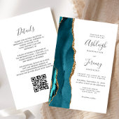 Papier Faire-part de mariage de code QR Gold Turquoise