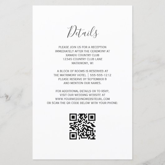 Papier Faire-part de mariage de code QR Gold Turquoise (Dos)