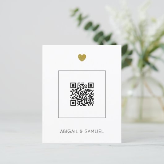 Papier Faire-part de mariage de code QR gris foncé du bud (Debout devant)