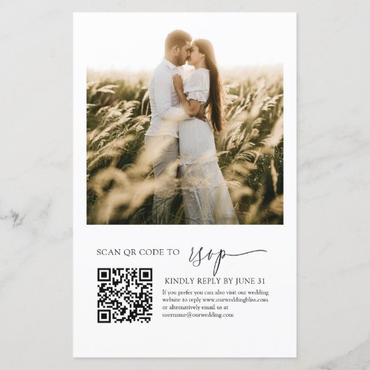Papier Faire-part de mariage de code QR noir et blanc Bud (Dos)
