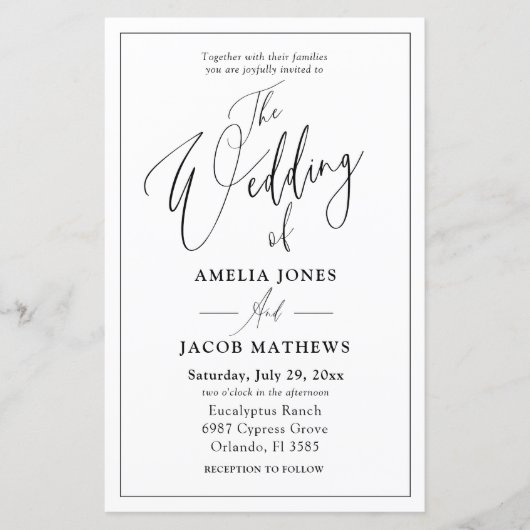 Papier Faire-part de mariage de code QR noir et blanc Bud (Devant)