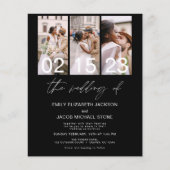 Papier Faire-part de mariage de code QR photo noir budget (Devant)