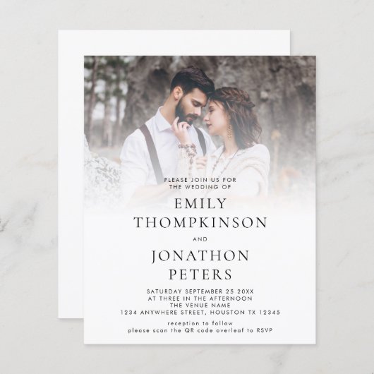 Papier Faire-part de mariage de code QR photo personnalis (Devant / Derrière)