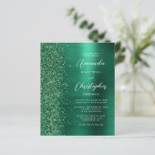 Papier Faire-part de mariage de code QR vert Glam Budget (Debout devant)