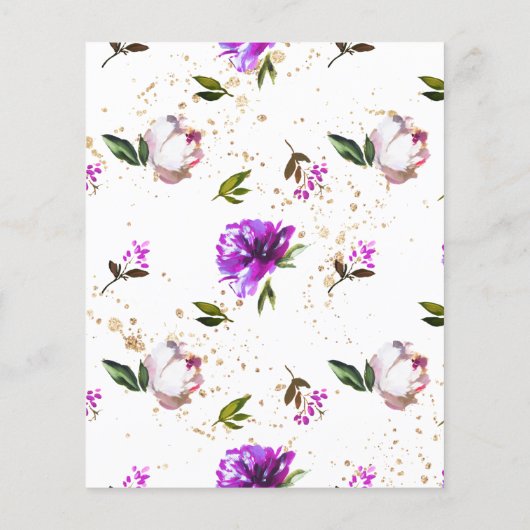 Papier Faire-part de mariage de couronne de fleurs violet (Dos)