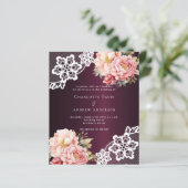 Papier Faire-part de mariage de dentelle rose rose (Debout devant)