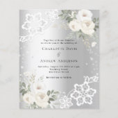 Papier Faire-part de mariage de diamants floraux blancs e (Devant)