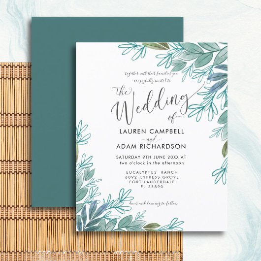 Papier Faire-part de mariage de feuillage vert de la tran