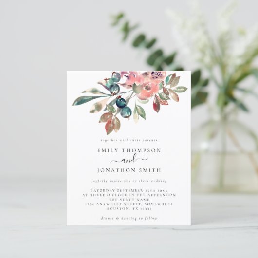 Papier Faire-part de mariage de flacons d'aquarelle budgé (Debout devant)