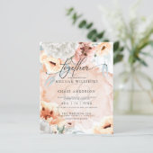 Papier Faire-part de mariage de fleurs de corail abordabl (Debout devant)