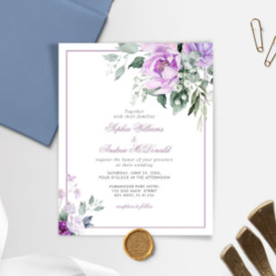 Papier Faire-part de mariage de fleurs violettes Eucalypt