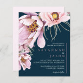 Papier Faire-part de mariage de floraison rose budget (Devant / Derrière)