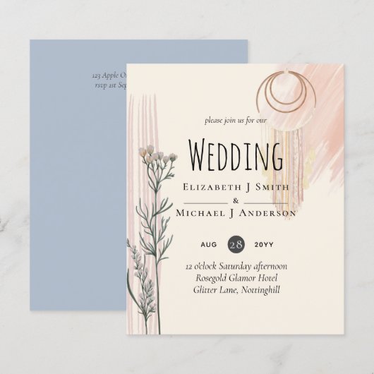 Papier Faire-part de mariage de la fourche bleu foncé (Devant / Derrière)
