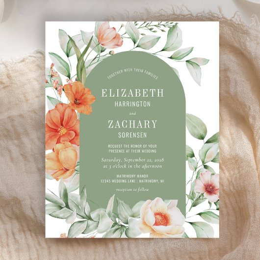 Papier Faire-part de mariage de la plage d'arche florale