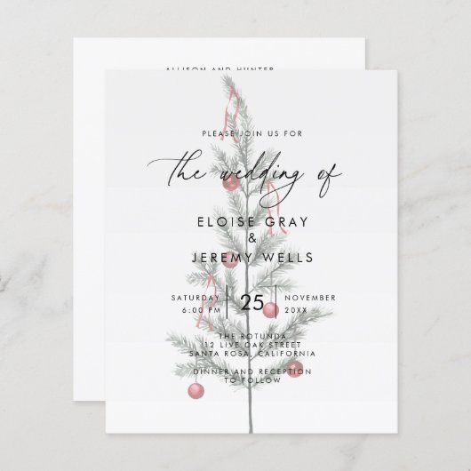 Papier Faire-part de mariage de Noël (Devant / Derrière)