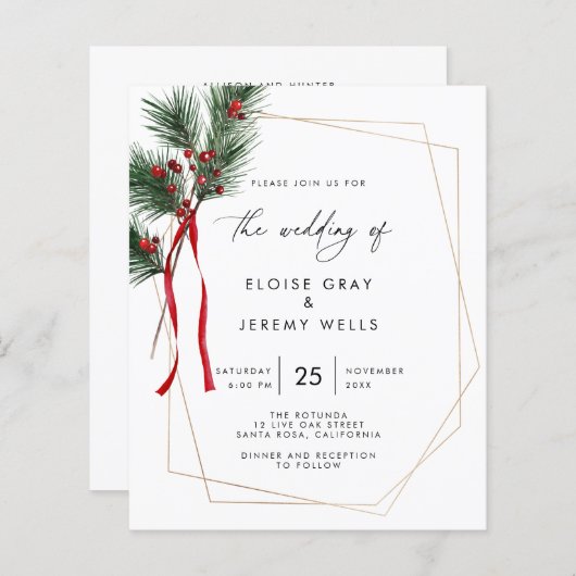 Papier Faire-part de mariage de Noël (Devant / Derrière)