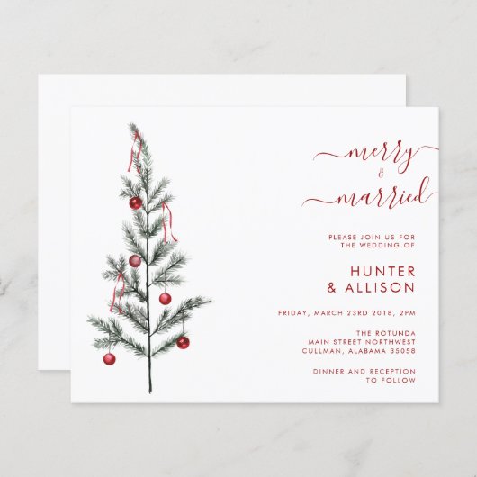 Papier Faire-part de mariage de Noël (Devant / Derrière)