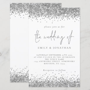 Papier Faire-part de mariage de Parties scintillant argen