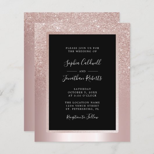 Papier Faire-part de mariage de Parties scintillant de bu (Devant / Derrière)