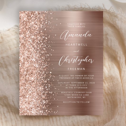 Papier Faire-part de mariage de Parties scintillant Gold