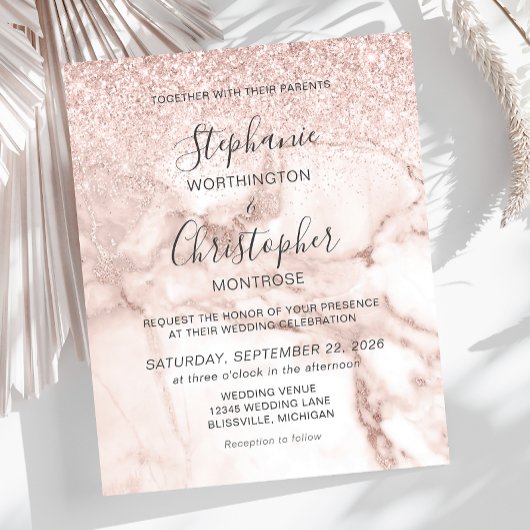 Papier Faire-part de mariage de Parties scintillant or Ro