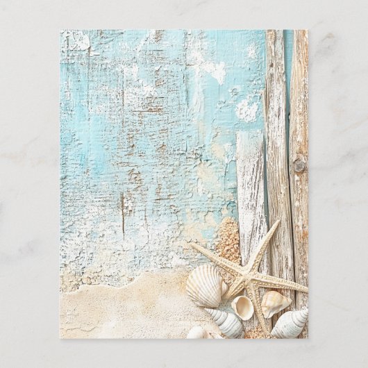 Papier Faire-part de mariage de plage bleu sable (Dos)