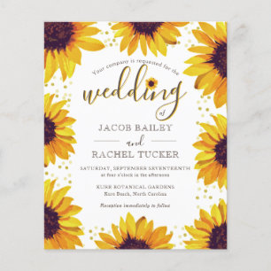 Papier Faire-part de mariage de points de tournesol jaune