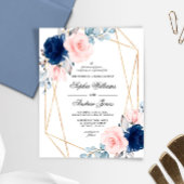 Papier Faire-part de mariage de Rose bleu marine