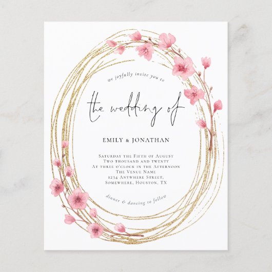 Papier Faire-part de mariage de script de cadre de fleurs (Devant)