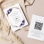 Papier Faire-part de mariage de script de code QR floral 
