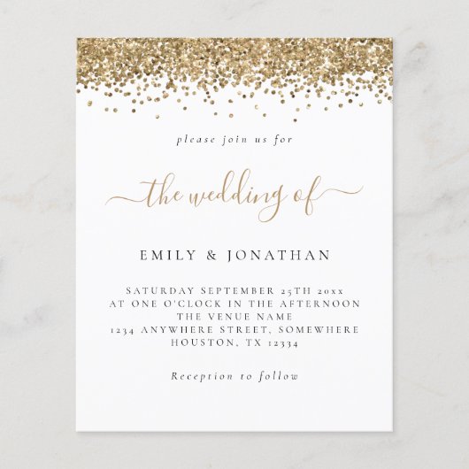 Papier Faire-part de mariage de script de Parties scintil (Devant)