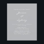 Papier Faire-part de mariage de script d'égout moderne bu<br><div class="desc">Budget Minimaliste Moderne Faire-part de mariage de script gris d'eau</div>