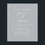 Papier Faire-part de mariage de script d'égout moderne bu<br><div class="desc">Budget Minimaliste Moderne Faire-part de mariage de script gris d'eau</div>
